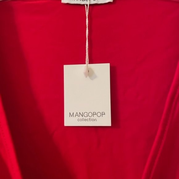 MangoPop Red Women's Cross Wrap Plunge Long Sleeve Top Size SMALL NWTs - Picture 4 of 7